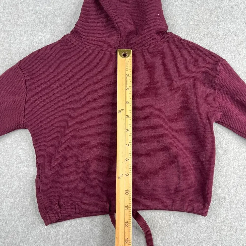 OshKosh B'gosh Baby Hoodie Waffle Knit Shirt Size 6 Burgundy Pockets